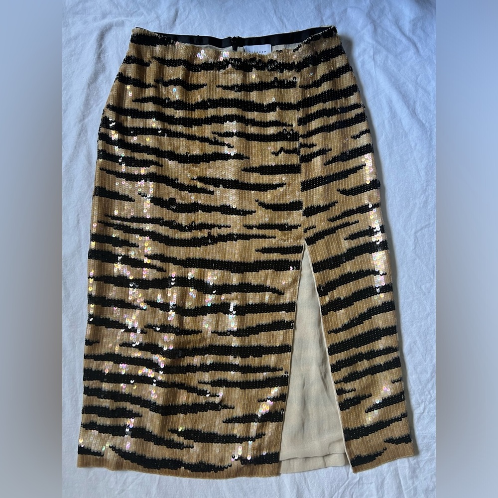 NWT Topshop tiger sequin midi slit skirt